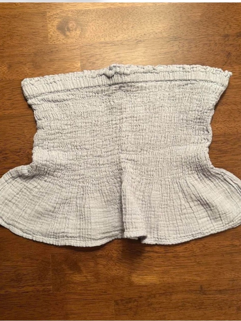 American Eagle Outfitters Light Gray Smocked Tube Top with Flared Hem